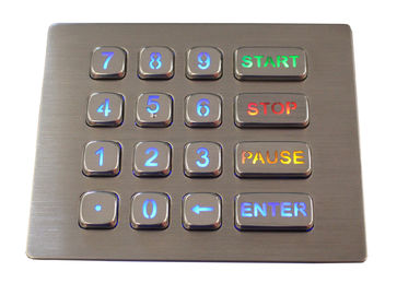 16 Keys IP67 Panel Mount Keypad Backlit Customized Stainless Steel Keypad