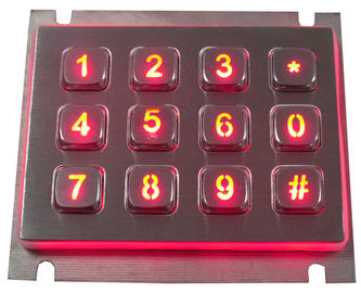12 tuşlu USB IP65 dinamik metal tuş takımı, kırmızı veya mavi arka plan ışığı vandalına dayanıklı